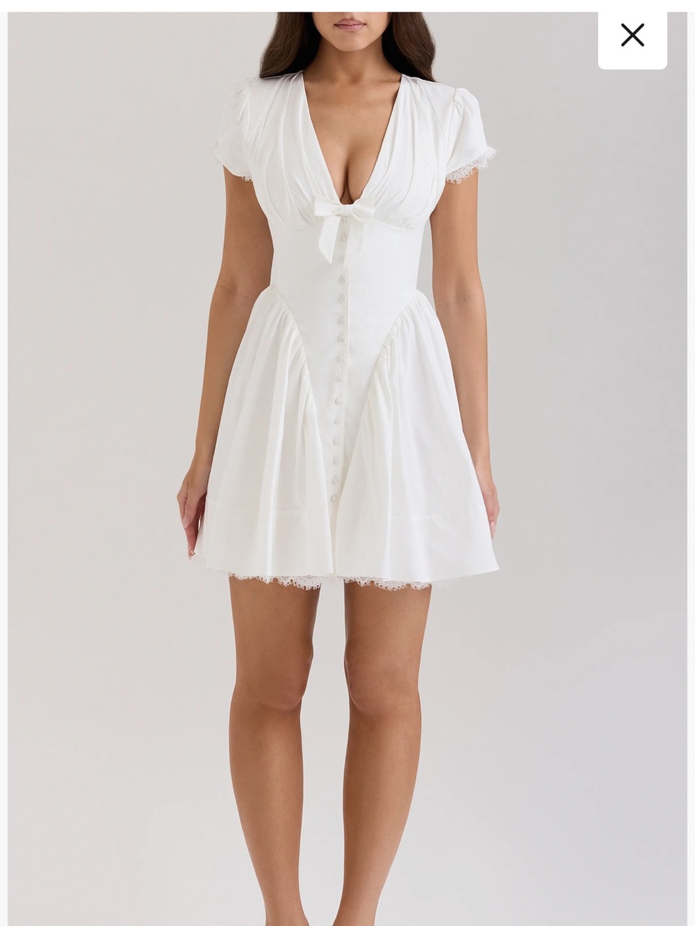 House of cb Emiliana Lace Trim Stretch Cotton Minidress - Picture 4 of 11